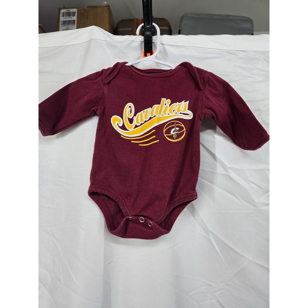 Cleveland Cavaliers Baby Bodysuit Maroon Long Sleeve NBA Licensed 0 3 Months